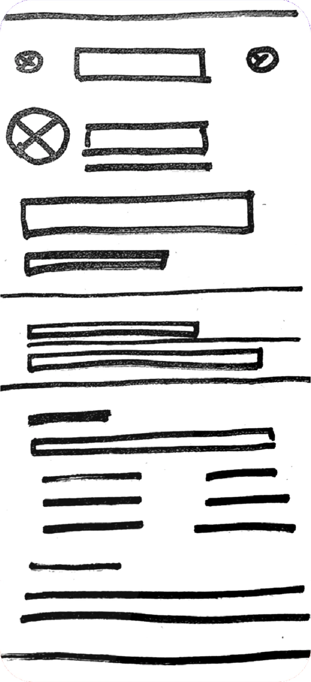 Prototipo en baja fidelidad: el boceto a mano de la pantalla de BMA