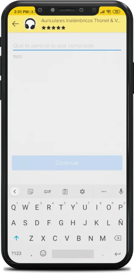 Mercado Libre: el campo para escribir la opinión del producto