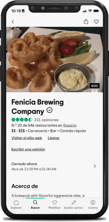 Tripadvisor: el detalle de un restaurante con su puntaje, opiniones y horarios